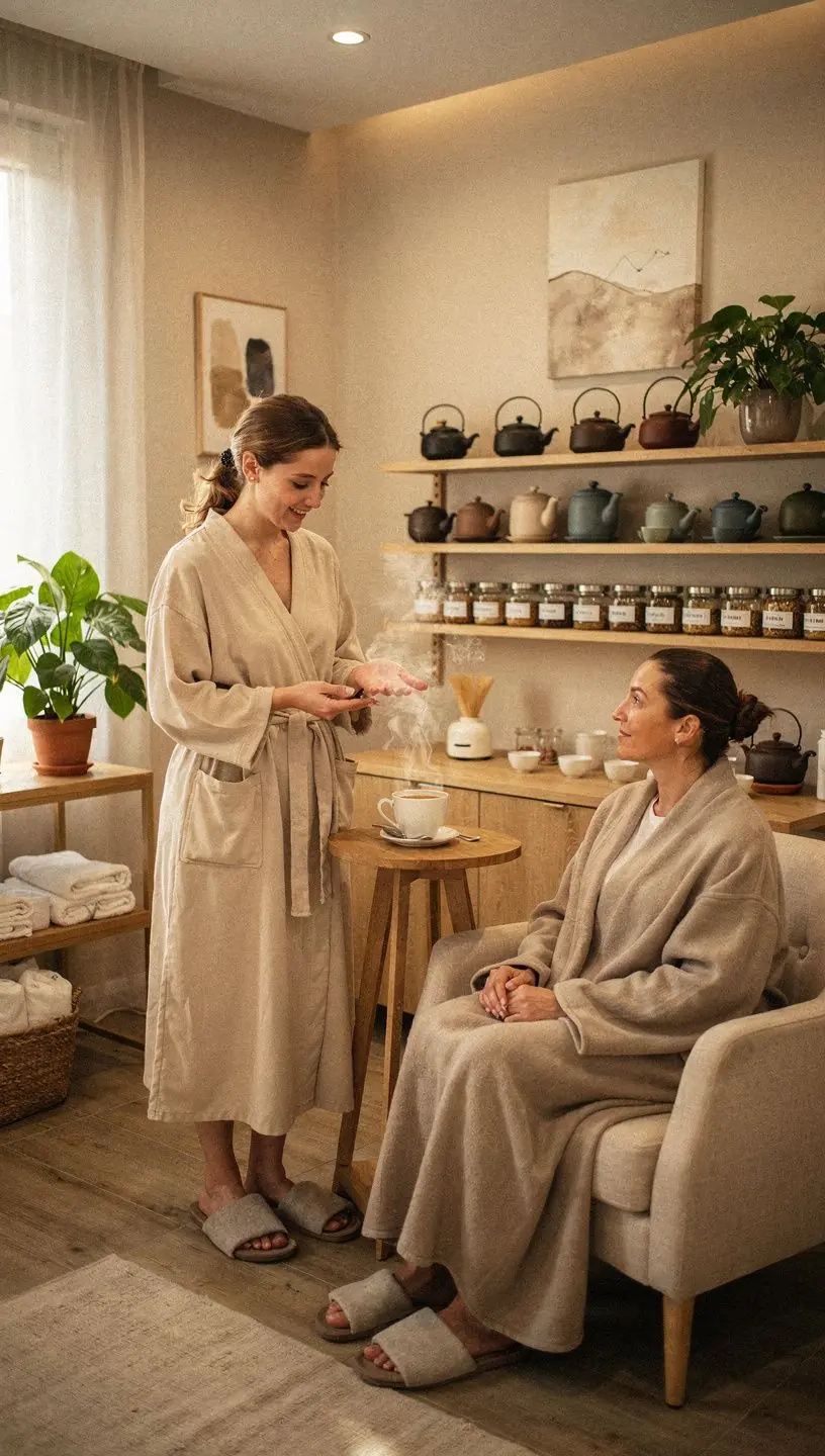 Személy, aki élvezi a teázást, miközben egy könyvet olvas a kanapén.